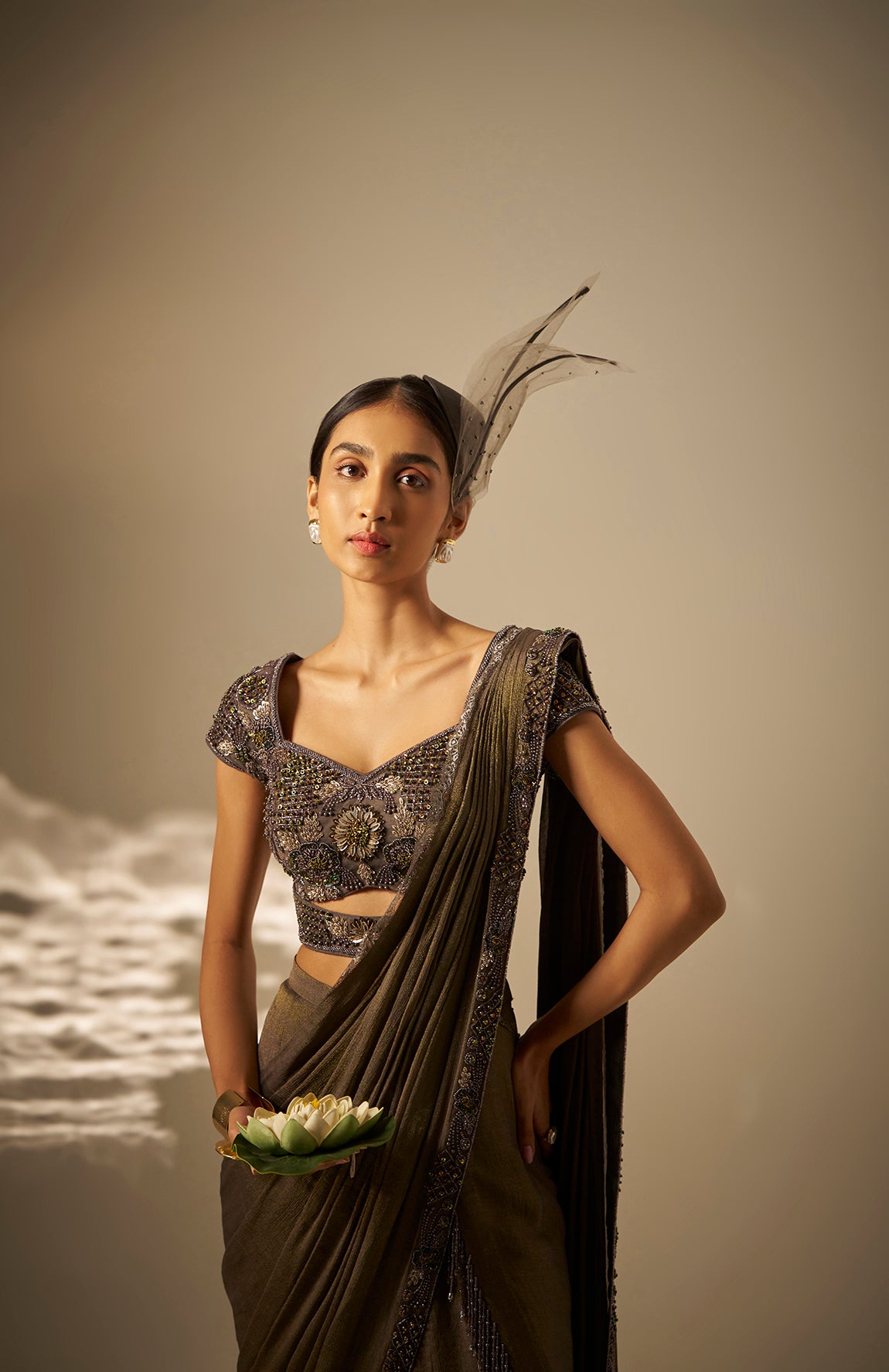 Ishvari- Heavy draped saree set
