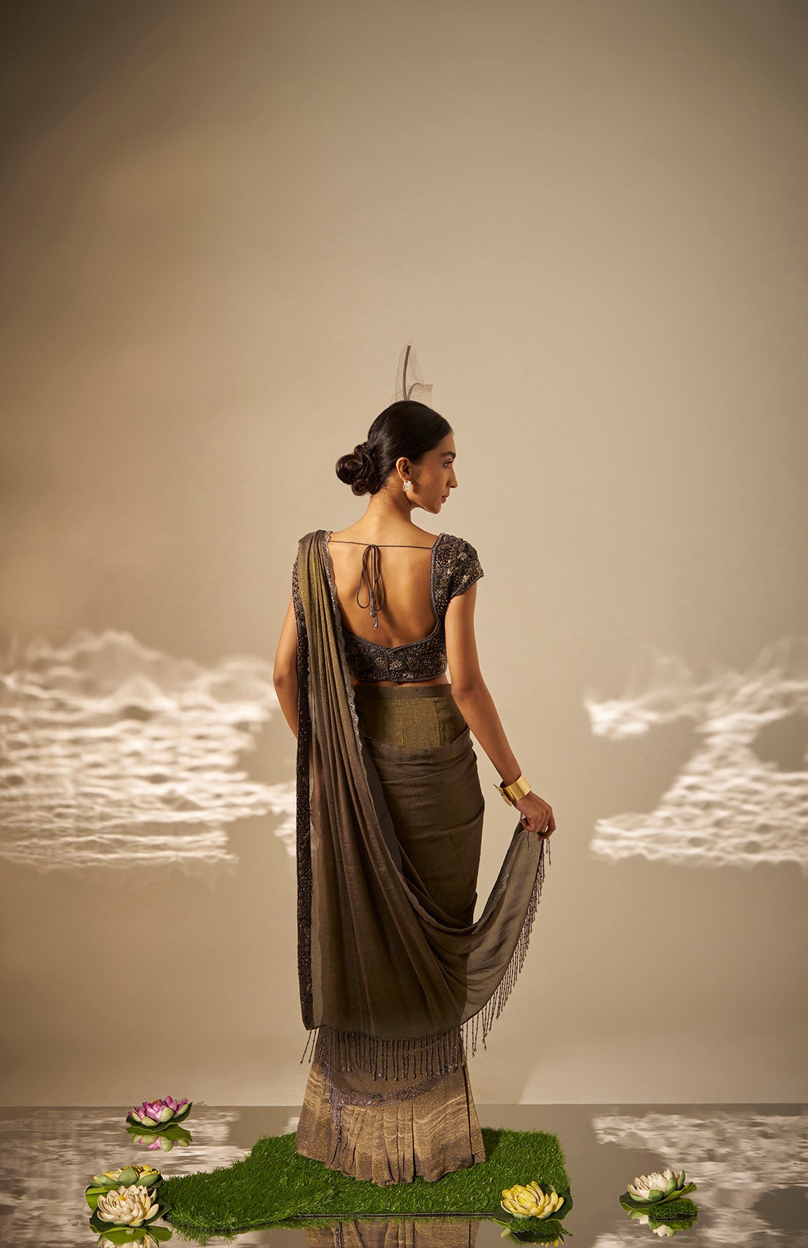 Ishvari- Heavy draped saree set