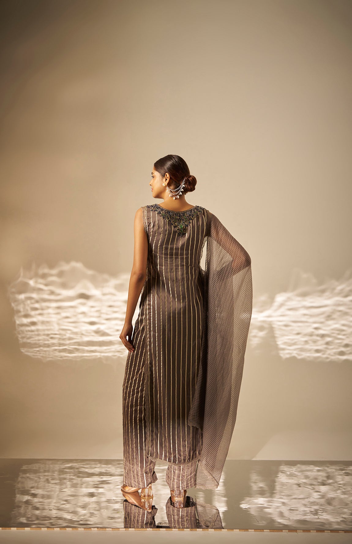 Tejasvini- Striped Embroidered Kurta Set