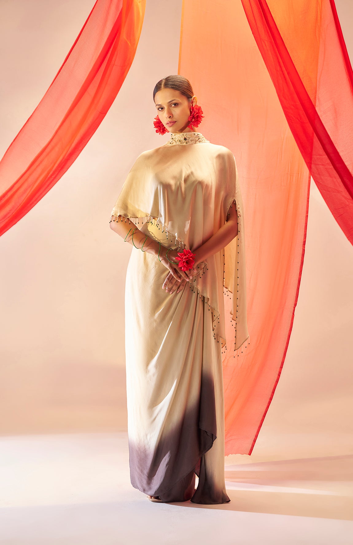 Aparajita- Draped skirt and cape set