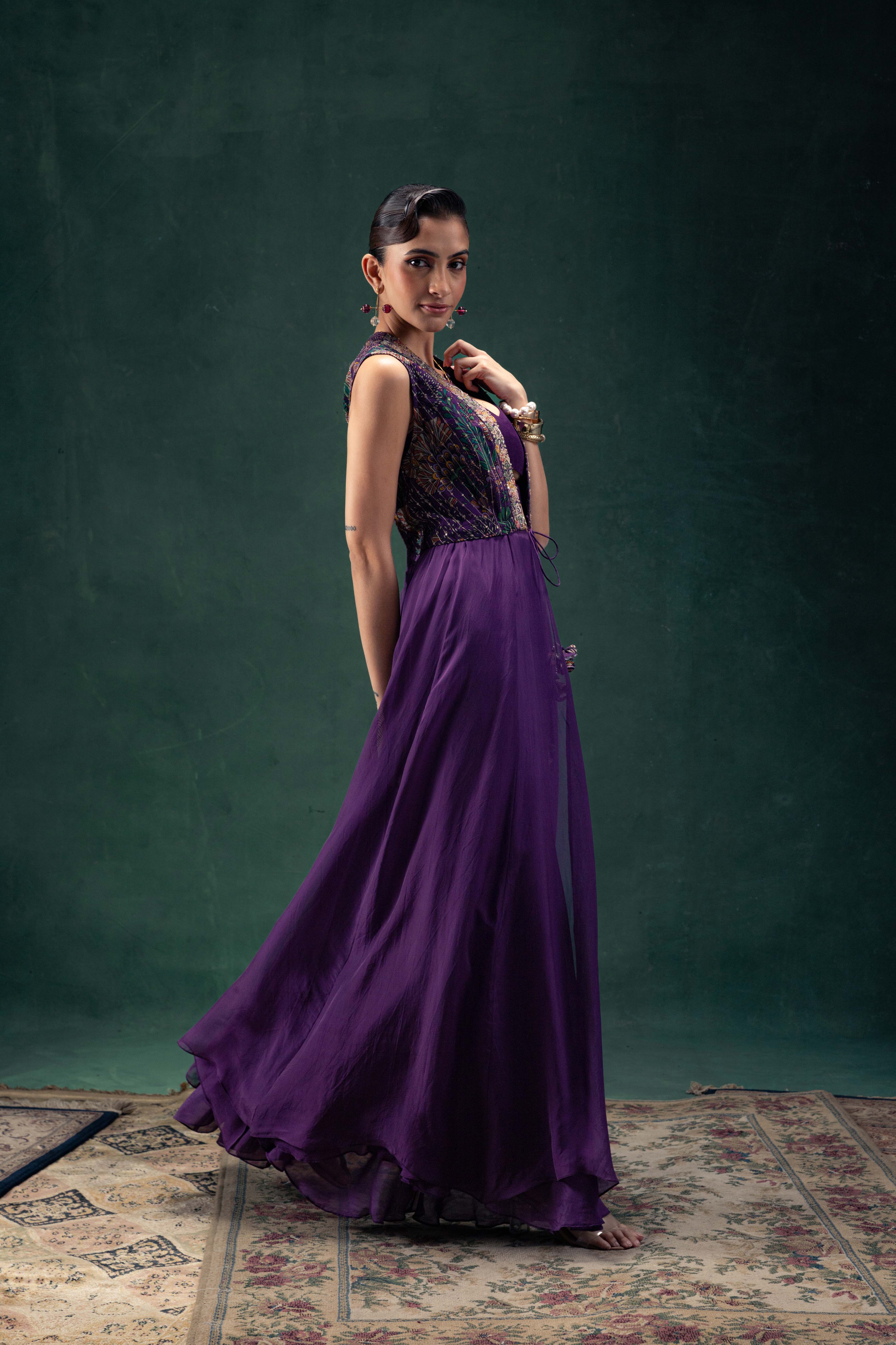 Devina Floor Length Jacked with an Sharara Set