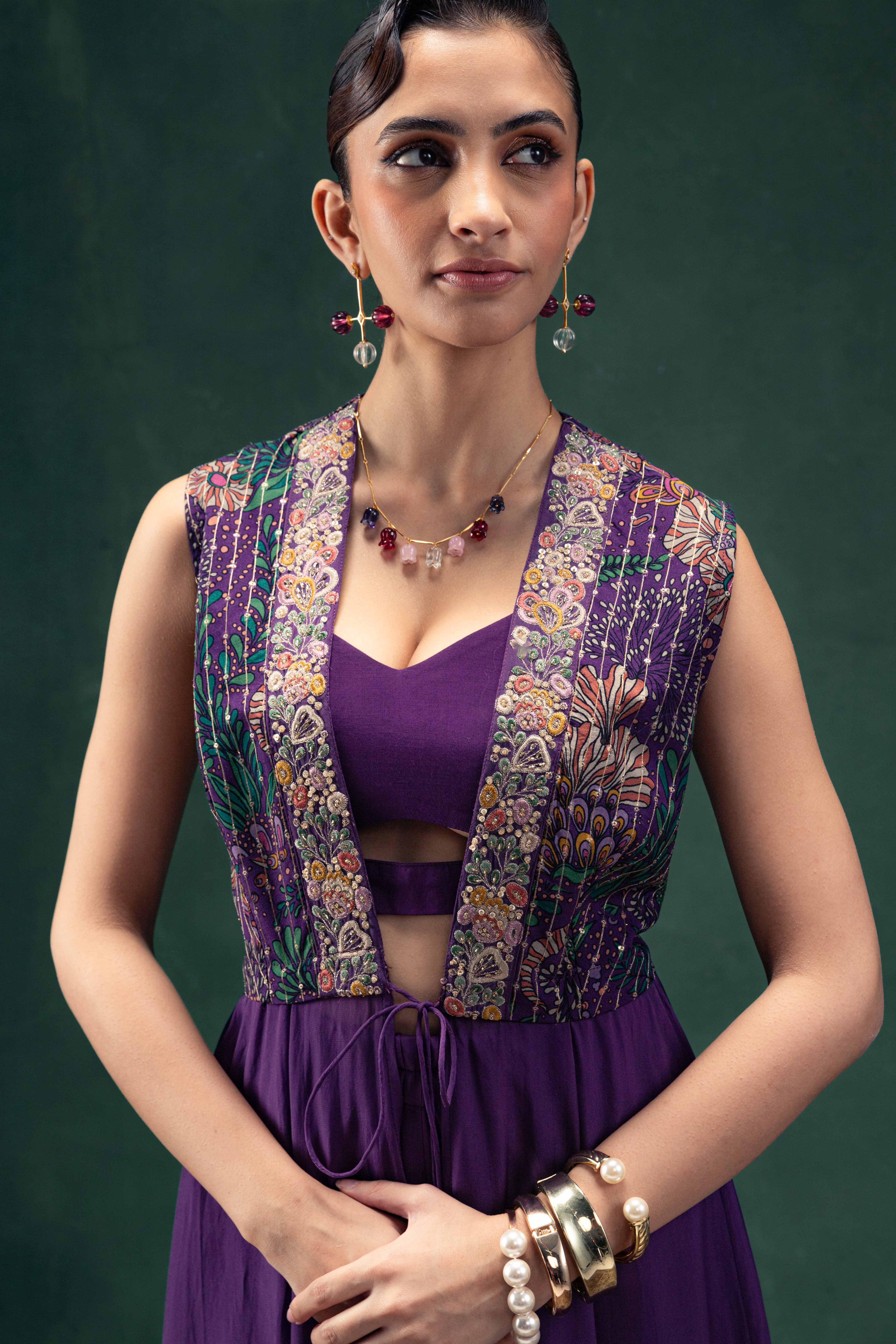 Devina Floor Length Jacked with an Sharara Set