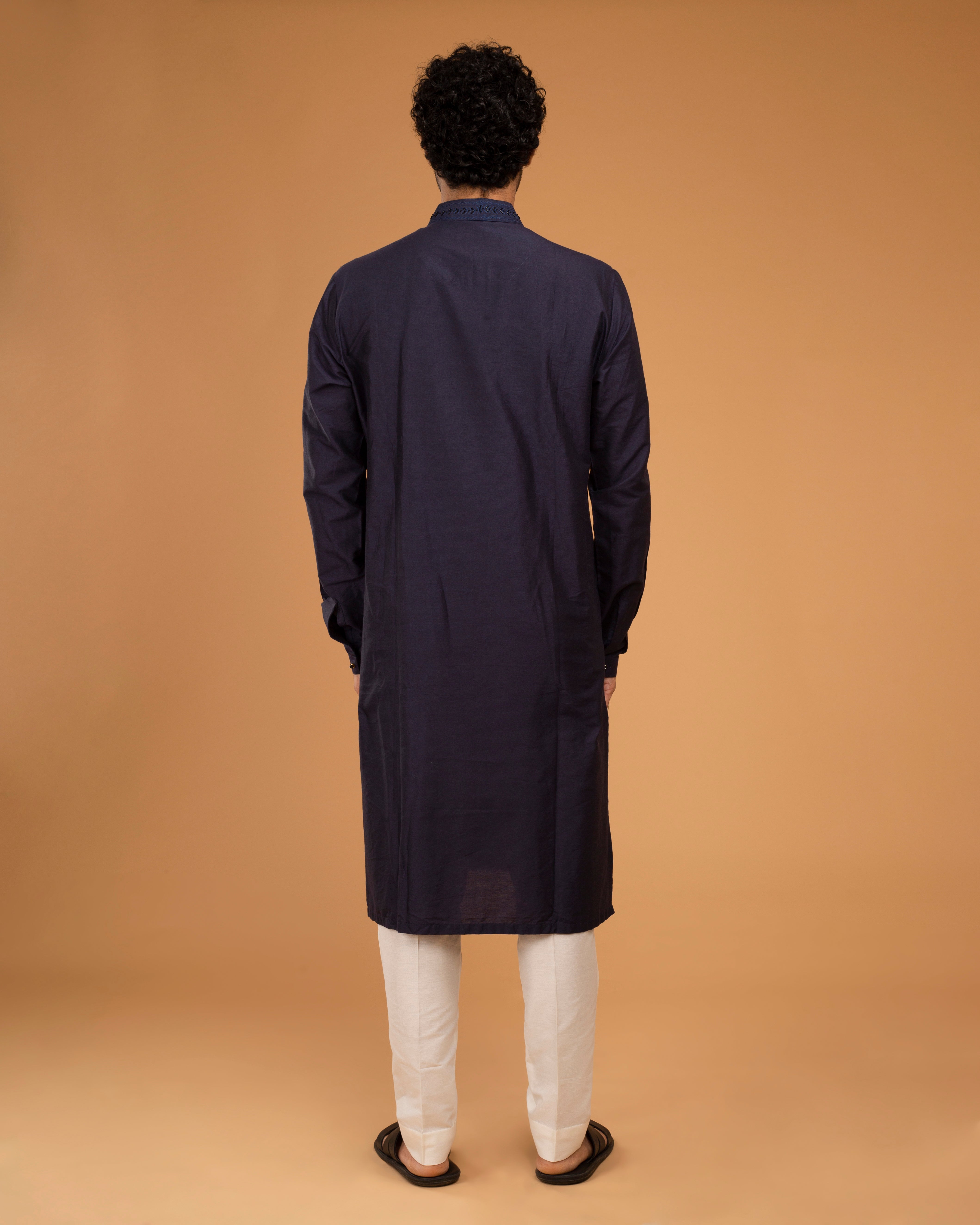 Navy Blue Aari Emb With Katdana Kurta Set
