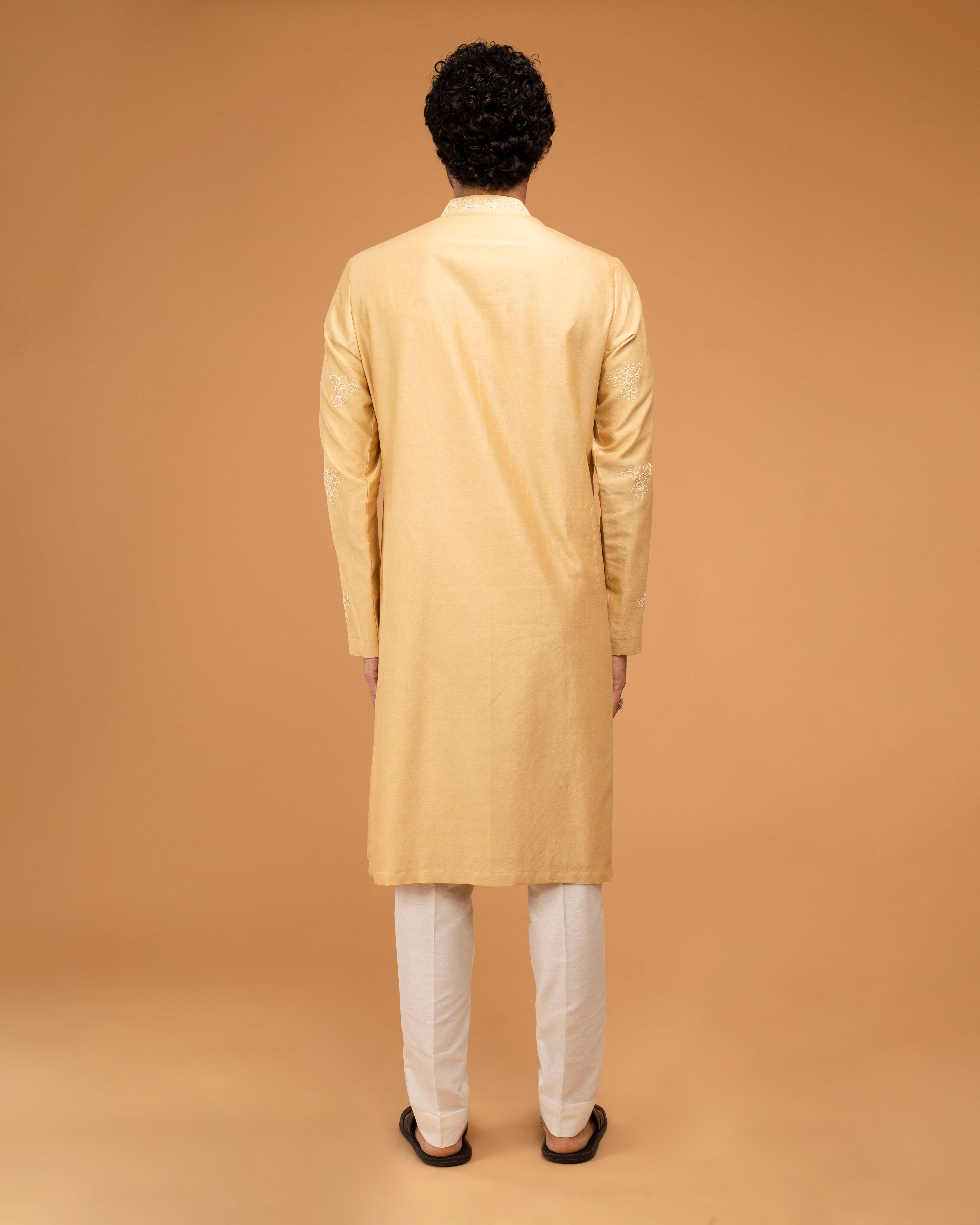 Gold Beige Kurta With Dori Embriodry