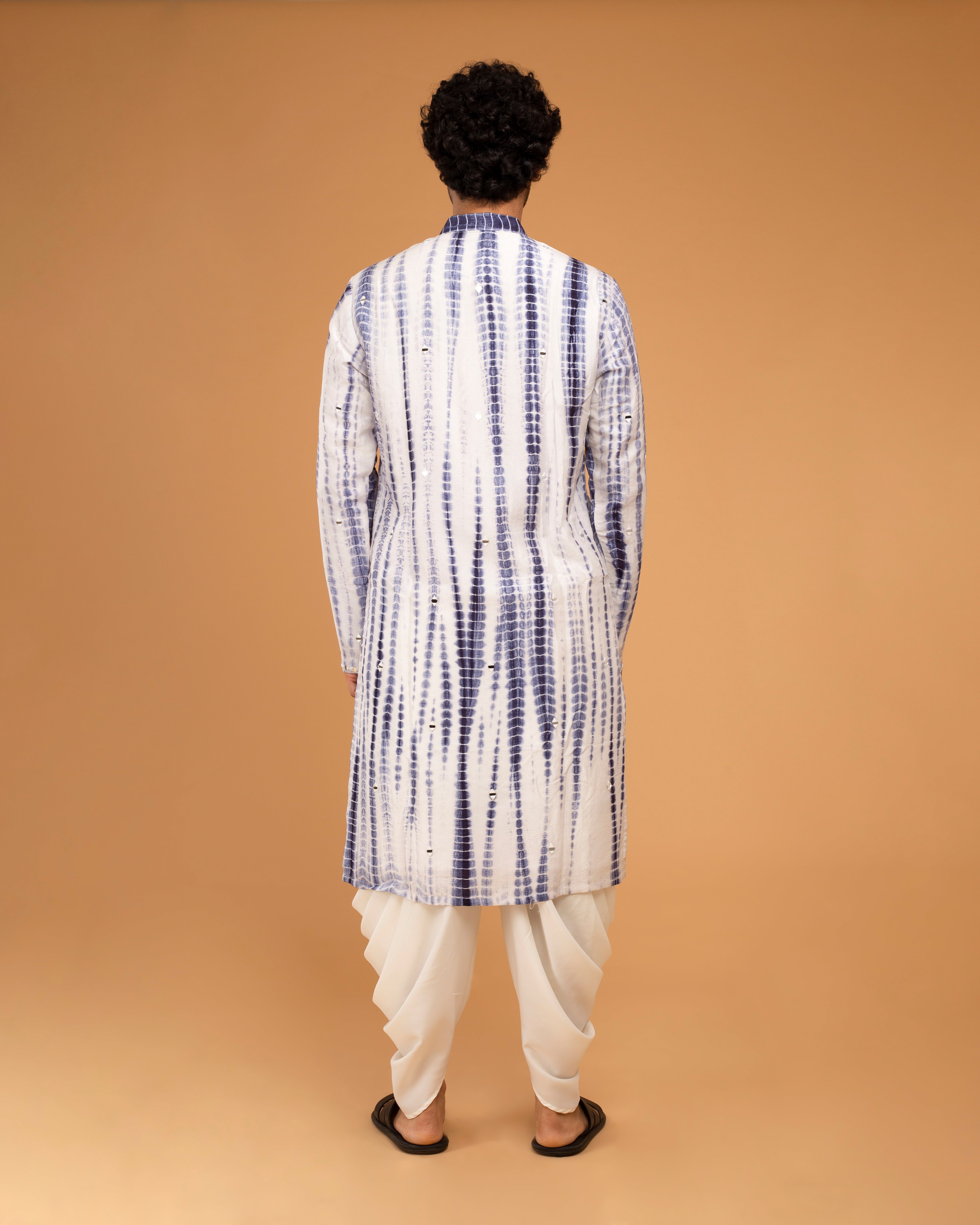 Navy Blue Mirror Kurta Set With Dori Work Ojis