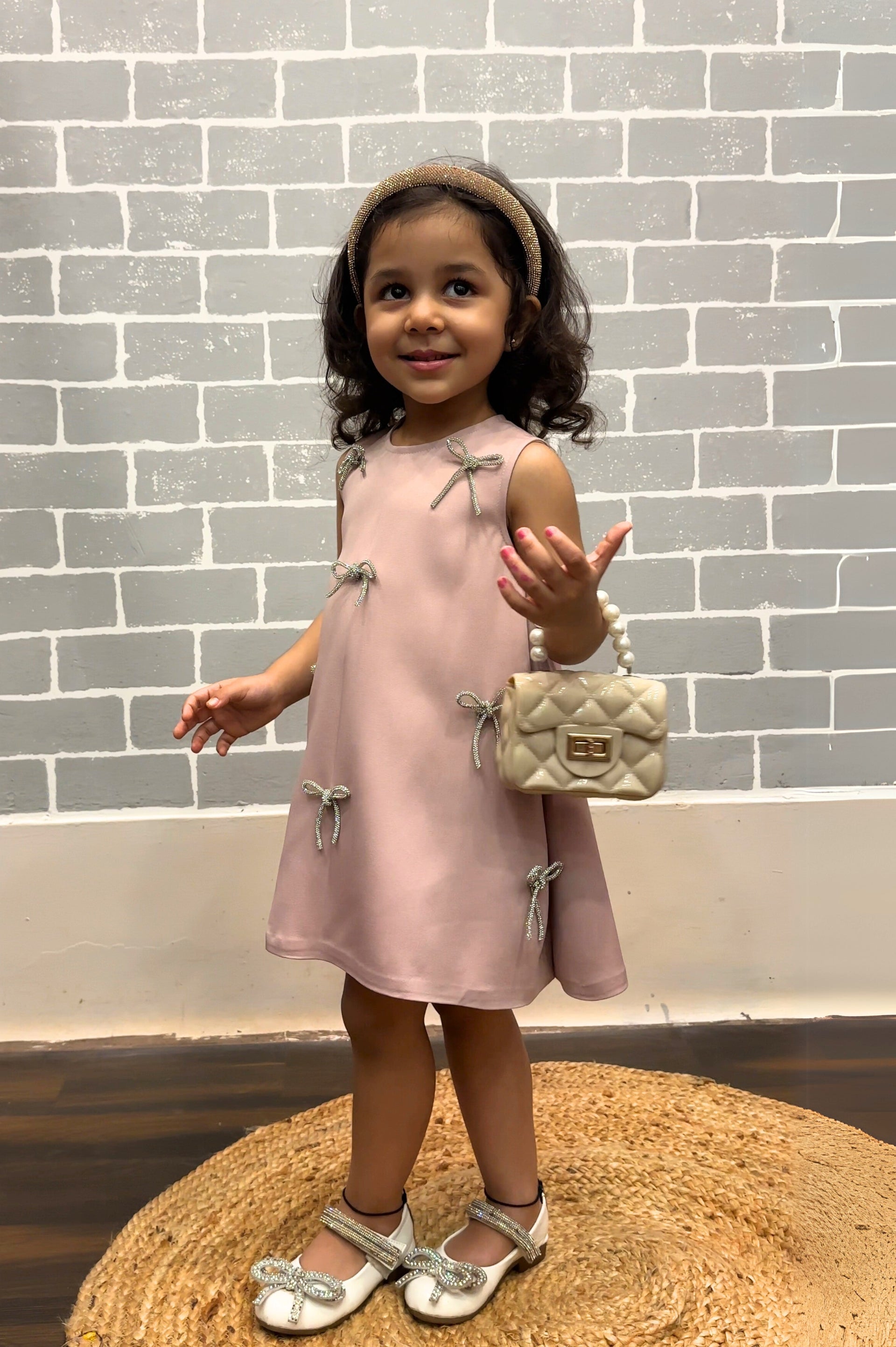 Onion Pink Dress with
Stone Bows
